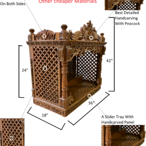 A Peacock Crown teakwood mandir,home temple,pooja ghar.Length 36″