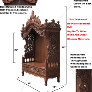 A Peacock Style teakwood mandir,pooja ghar,home temple.Length 36″