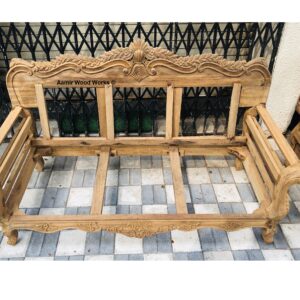 Royal Handcarved Teakwood Sofa Set 3+1+1 French Style