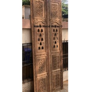 Beautiful Floral Carving Designer Wooden Door 6ftx3ft (Mandir Double Door)