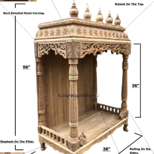 A South Indian Style Floral Moulding teakwood mandir,home temple,pooja ghar.Length 36″