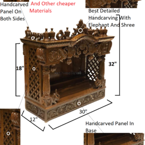 A Elephant arch crown teakwood mandir,home temple,pooja ghar.Length 30″