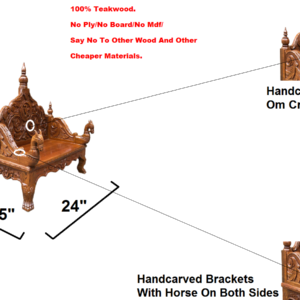 Om Crown Aasan teakwood mandir,home temple,pooja ghar.Length 24″