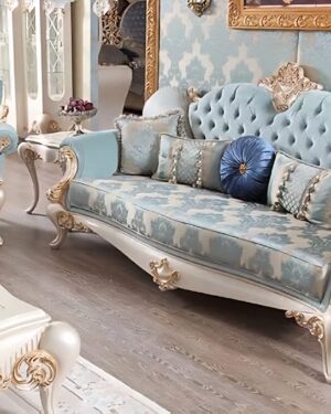Turkish Style Luxurious Handcarved Teakwood Sofa Set