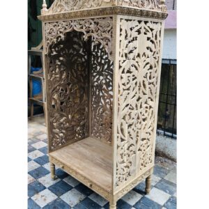 Handcarved Jhalli teakwood mandir,home temple,pooja ghar.Length 36″