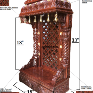 South Indian Style Jharokha With jhalli teakwood mandir,home temple,pooja ghar.Length 18″