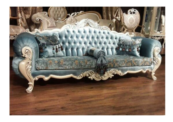 Turkish Royal Style Luxurious Handcarved Teakwood Sofa Set 3+1+1