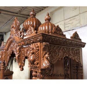 A Big Wooden Mandir,Mankar,Mandappam,Pooja Ghar, In Premium Teak Wood.Length 60″.