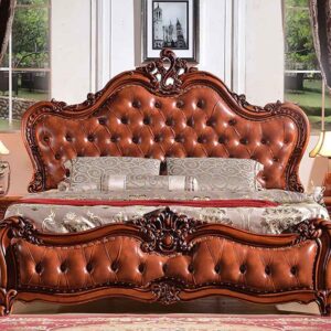 A Beautiful Designed Royal Handcarved Teakwood King Size Bed With Two Bed Side Tables