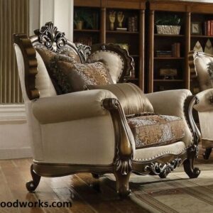 D French Style Designed Handcarved Teakwood Sofa Set 3+2+1