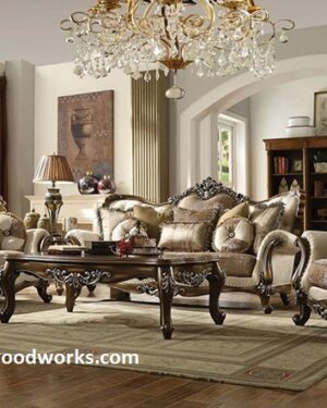 French Style Designed Handcarved Teakwood Sofa Set