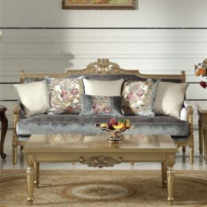 Italy Milan’s Designer Royal Handcarved Teakwood Sofa Set 3+2+1+1