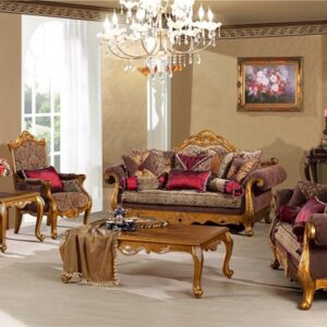 Handcarved Classical Indian Designer Teakwood Sofa Set 3+2+1+1