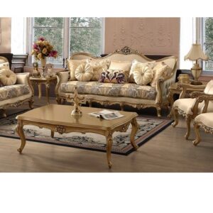 C Mid European Design Handcarved Teakwood Sofa Set 3+2+1+1