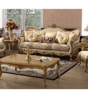 Mid European Design Handcarved Teakwood Sofa Set