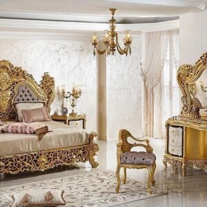 Turkish King’s Designed Royal Handcarved Teakwood King Size Bed With Two Bed Side Tables