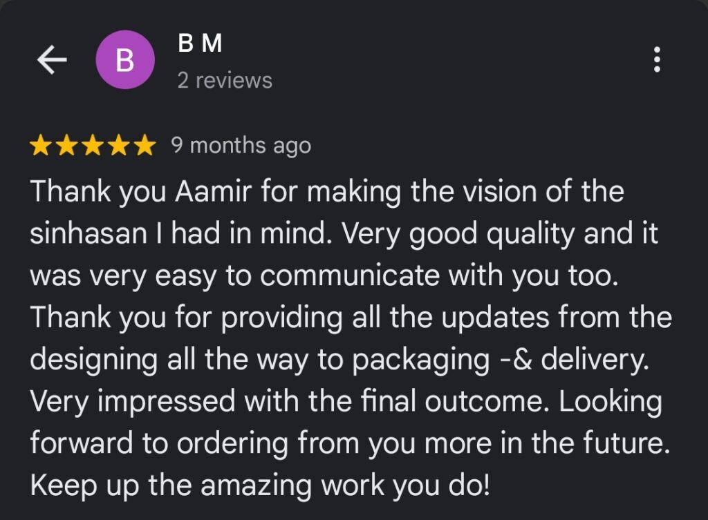 Google Review - Aamir Wood Works