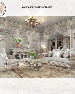 Imperial Luxurious Handcrafted Silver Royal Sofa Set