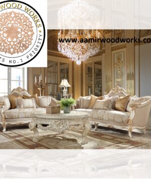 Central European Designed Handcarved Teakwood Sofa Set