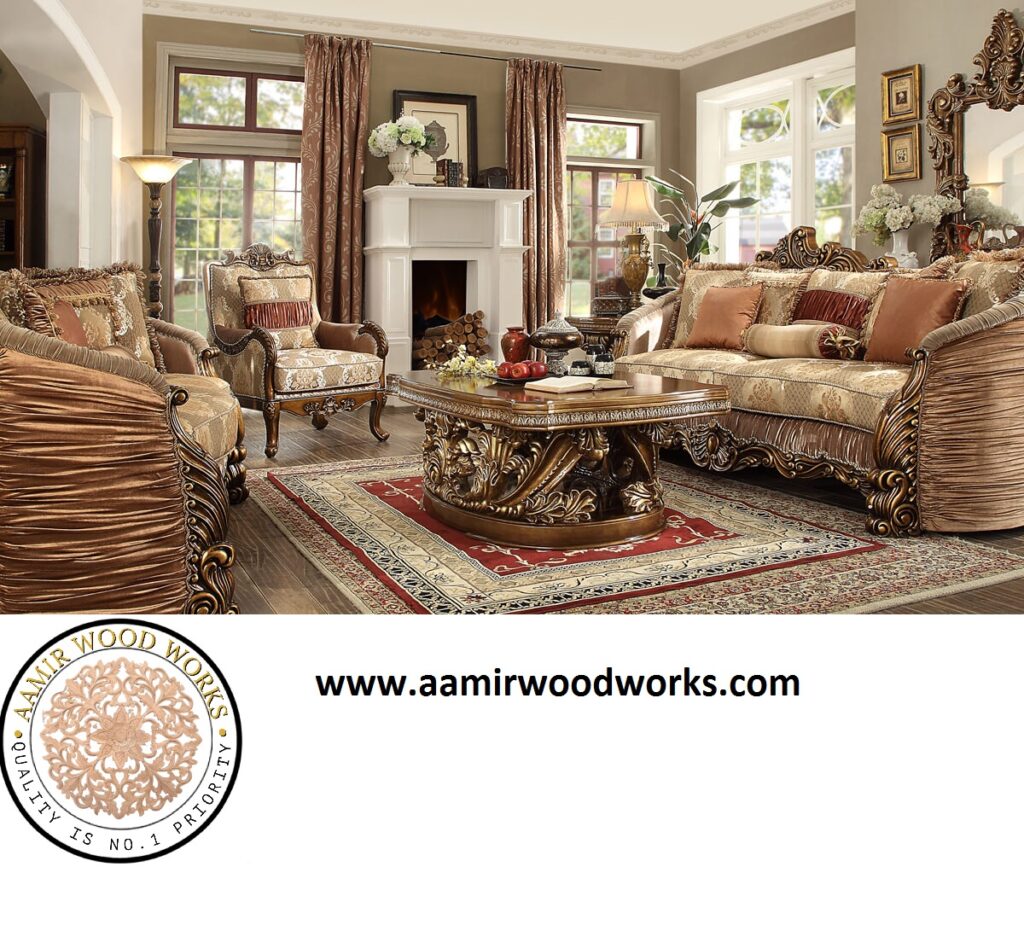 Grand Royale Hand-Carved Luxury Sofa Set 3+2+1 - Aamir Wood Works