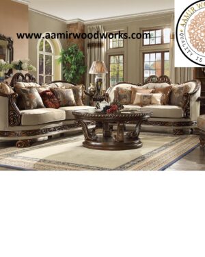 Majestic Hand-Carved Wooden Sofa Set