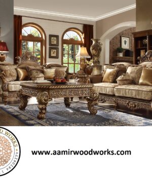 Classic Wooden Sofa Set – Luxury Handcarved Teakwood Design