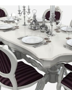 French Elegance Handcarved Teak Dining Set by Aamir Wood Works