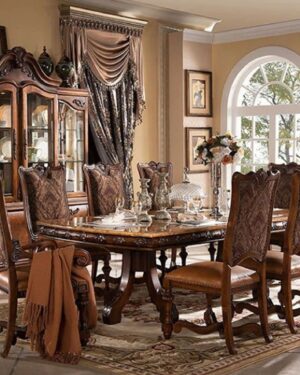 Elegant dining room with ornate furniture