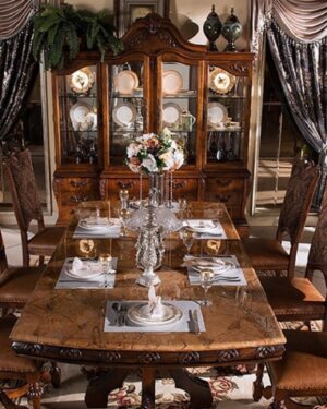 Elegant dining room with ornate furniture