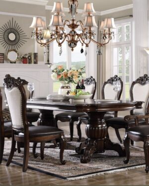 Royal Handcarved Teakwood Dining Table & Chairs