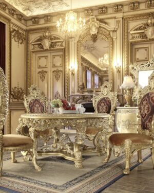 Royal Wooden Dining Table Set – Luxury Carving Furniture