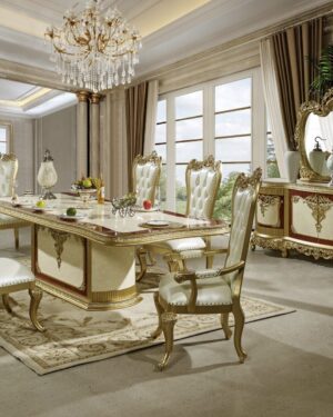 Classic Teak Dining Set – Luxury Handcarved Furniture India