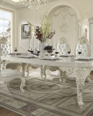 Majestic Villa Dining Set – Handcarved Teakwood Grandeur