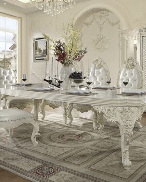 Majestic Villa Dining Set – Handcarved Teakwood Grandeur