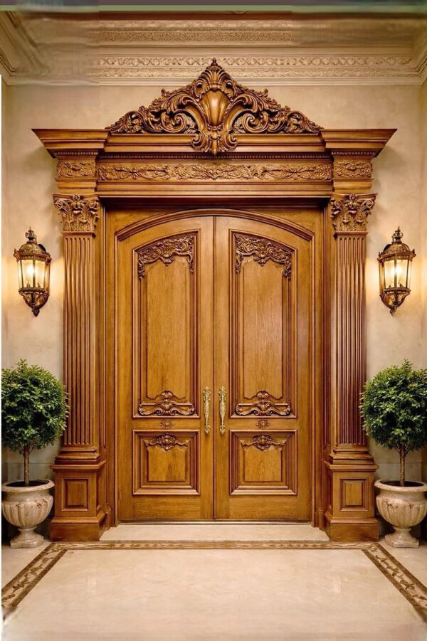 Designer Solid Wood Entrance Door for Elite Interiors - Aamir Wood Works