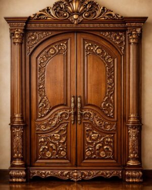 Handcrafted Double Door with Intricate Panels