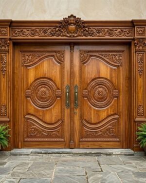Premium Wooden Door with Antique Patina Finish