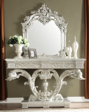 Velour Charm Handcarved Teakwood Dressing Table