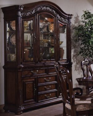 Noble Manor Carved Display Crockery Cabinet
