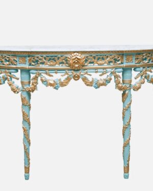 Antique Golden Royal Handcarved Teakwood Console Table