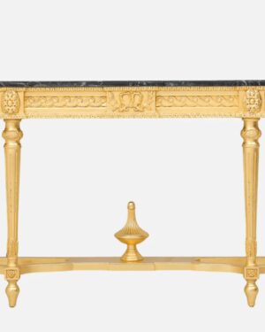 Antique Golden Handcarved Teakwood Console Table