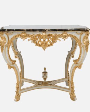 European Elegance Handcarved Teakwood Console Table
